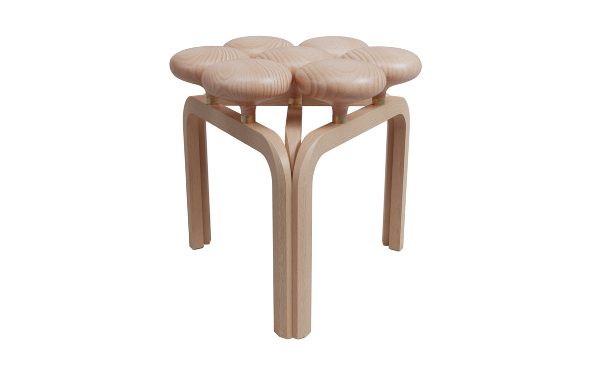 Utzon Stool by Fritz Hansen - Beech Wood/Brass.