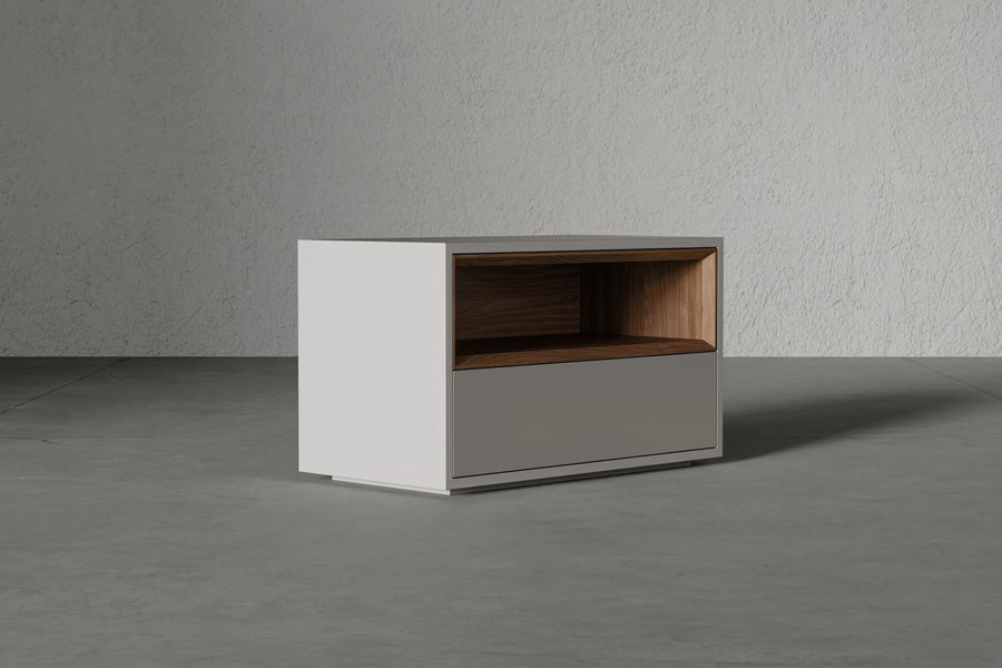 Vantor Nightstand by Viesso, showing vantor nightstand in live shot.