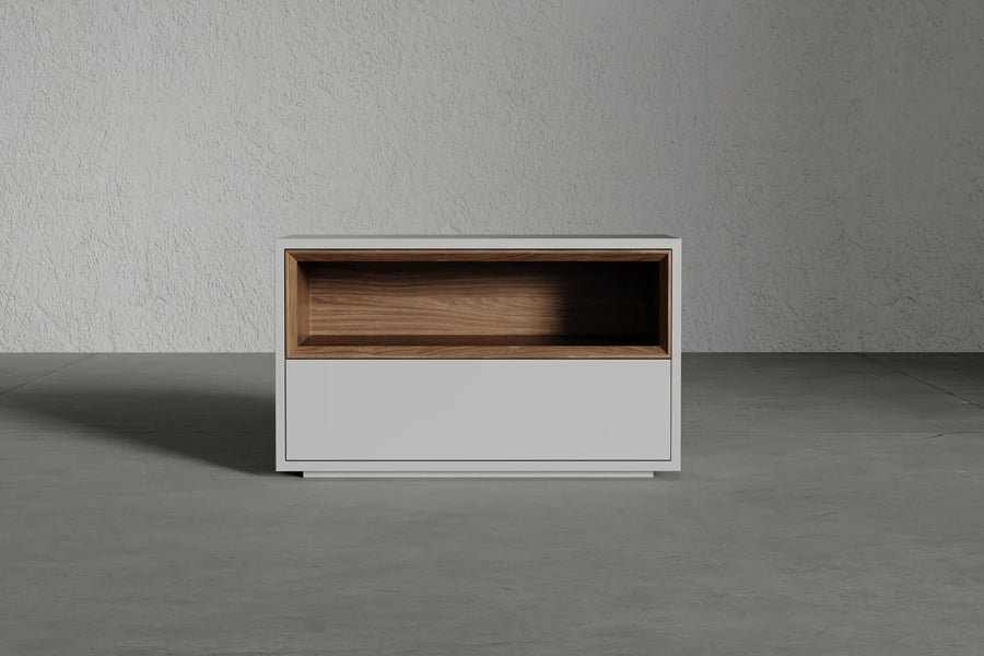 Vantor Nightstand by Viesso, showing vantor nightstand in live shot.