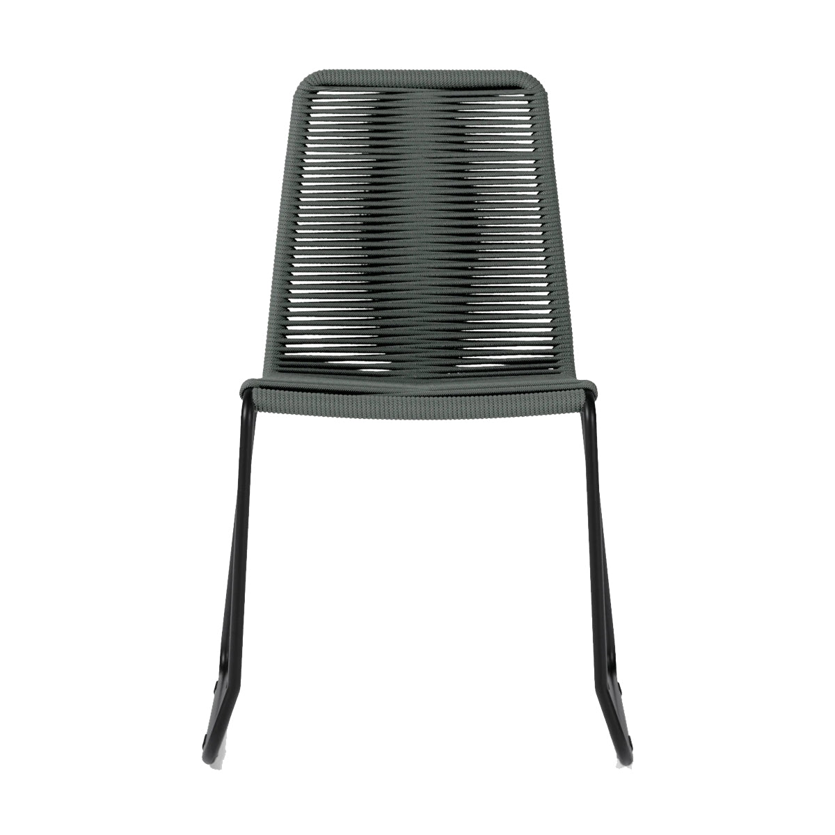 Vardon Outdoor Dining Chair by Viesso, showing front view of vardon outdoor dining chair in charcoal rope.