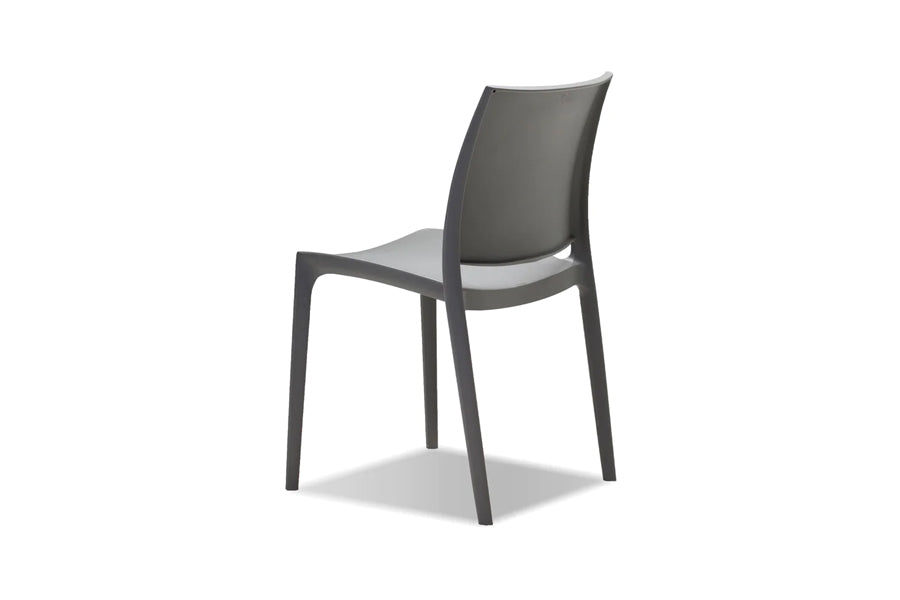 Vata Stackable Dining Chair by Mobital, showing back angle view of vata stackable dining chair in black.