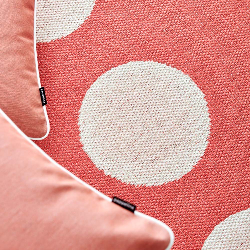 Vera Flamingo with Vanilla Rug by Pappelina, showing vera flamingo with vanilla rug in live shot.