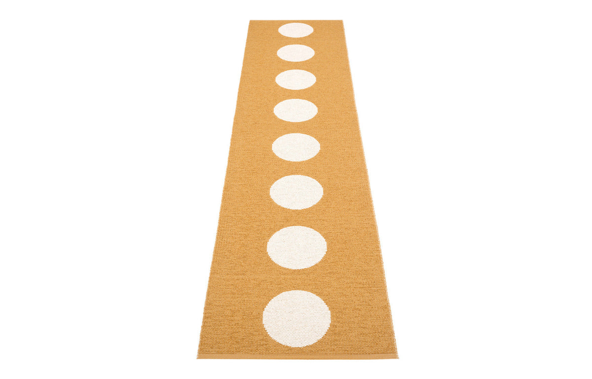 Vera Ochre & Vanilla Runner Rug by Pappelina - 28" x 118".