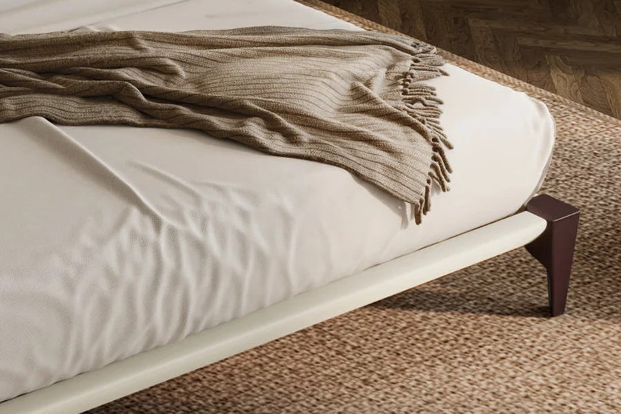 Vesper Bed by Viesso, showing closeup view of vesper bed in live shot.