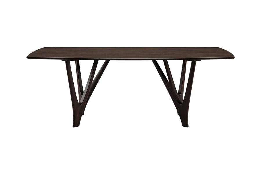 Vetra Dining Table by Greenington, showing front view of vetra dining table in black walnut.