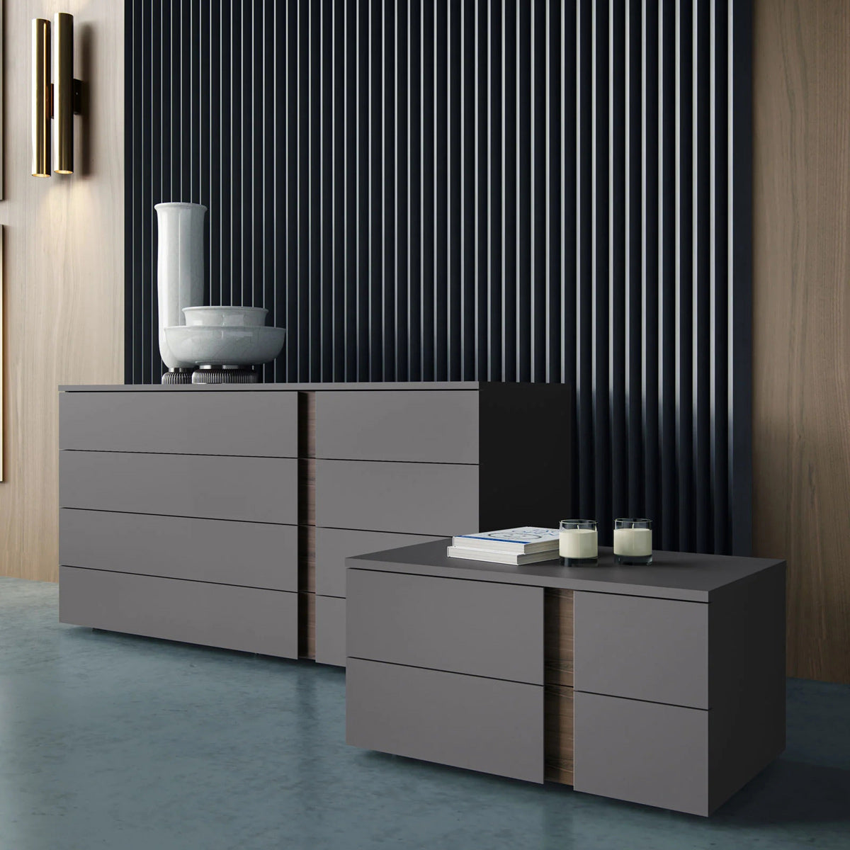 Veyn Nightstand by Viesso, showing veyn nightstand in live shot.