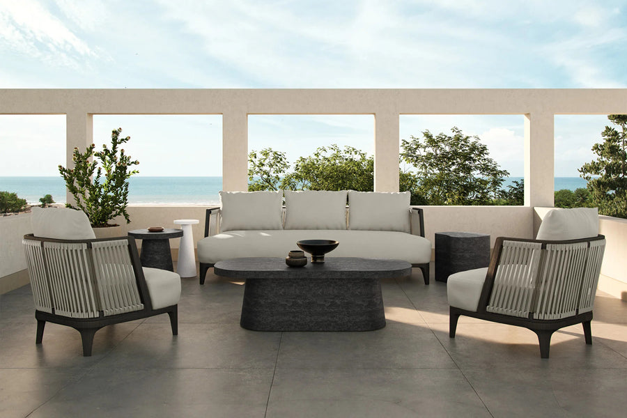 Veyra Outdoor Sofa by Viesso, showing veyra outdoor sofa in live shot.