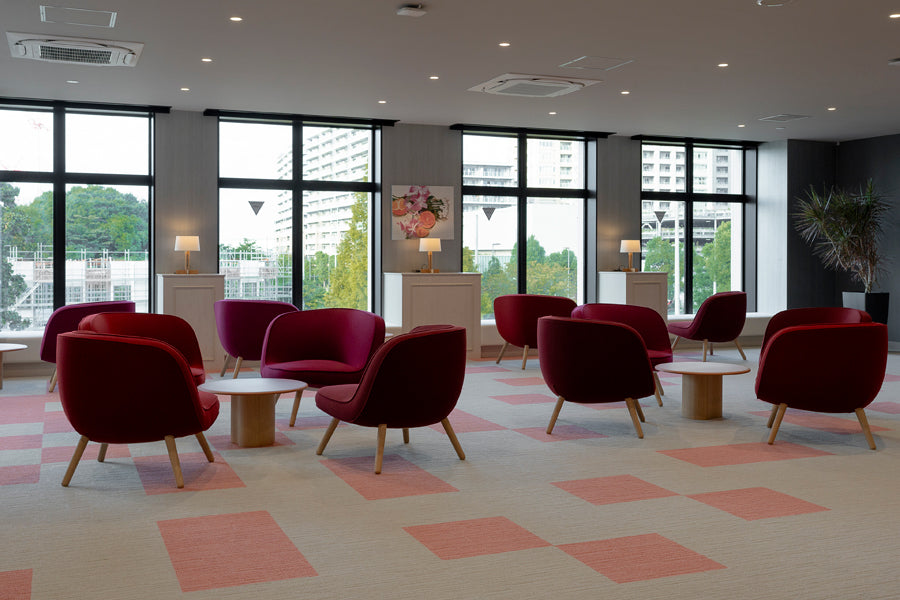 Via57 Lounge Chair by Fritz Hansen, showing via57 lounge chairs in live shot.