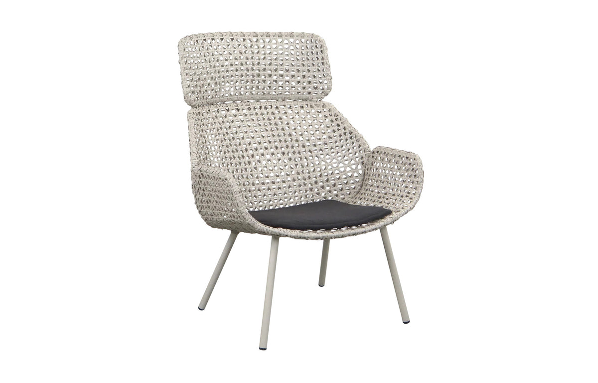 Vibe Highback Chair by Cane-Line - Sand/Dark Sand Fiber Weave, Black Natte.