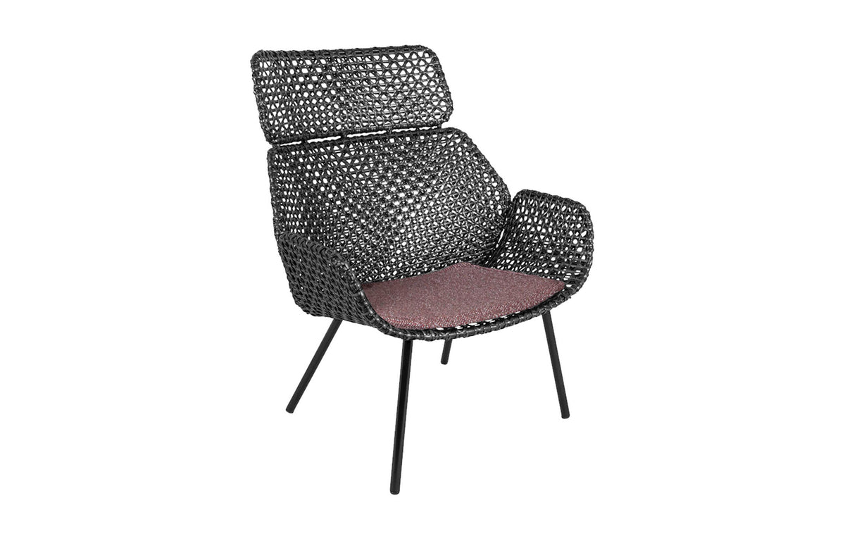 Vibe Highback Chair by Cane-Line - Black/Graphite Weave/Dark Bordeaux Wove.