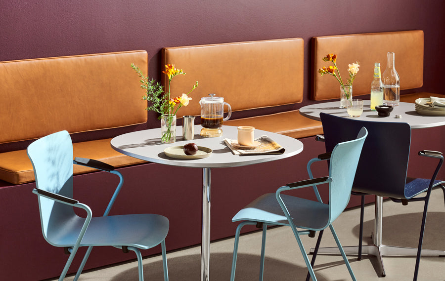 Vico Duo Armchair by Fritz Hansen, showing vico duo armchair in live shot.