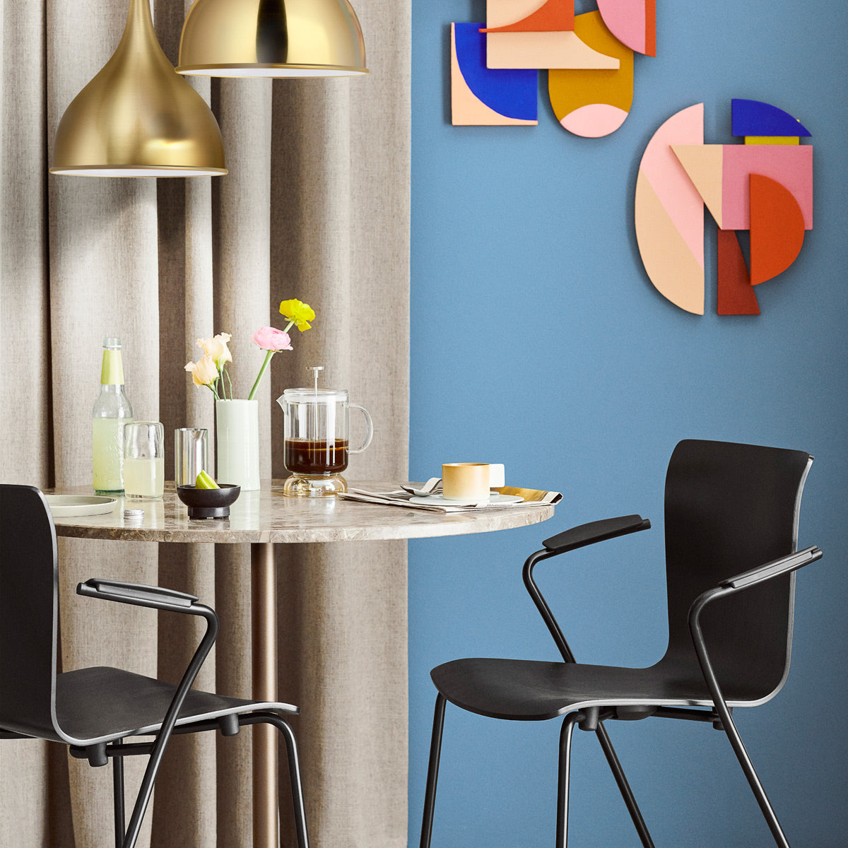 Vico Duo Armchair with Welded Linking Device by Fritz Hansen, showing closeup view of vico duo armchairs with welded linking device in live shot.