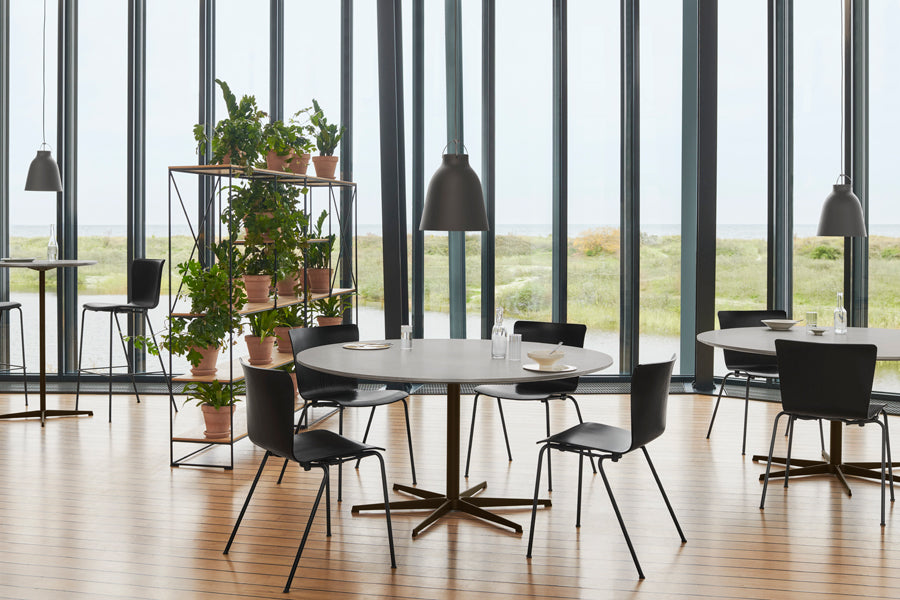 Vico Duo Chair with Welded Linking Device by Fritz Hansen, showing vico duo chairs with welded linking device in live shot.