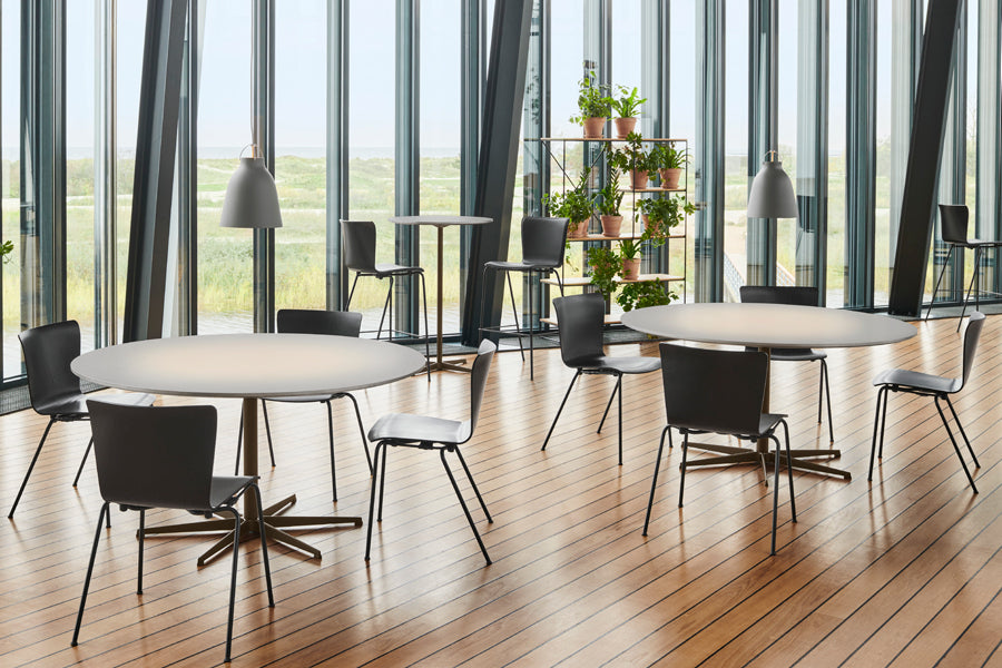 Vico Duo Counter Stool by Fritz Hansen, showing vico duo counter stools in live shot.
