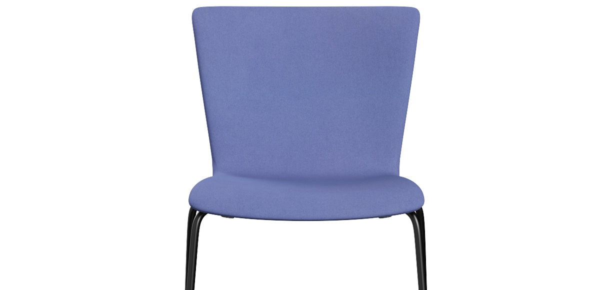 Vico Duo Full Upholstery Chair by Fritz Hansen, showing front view of vico duo full upholstery chair in black powder coated steel/textile category 2.