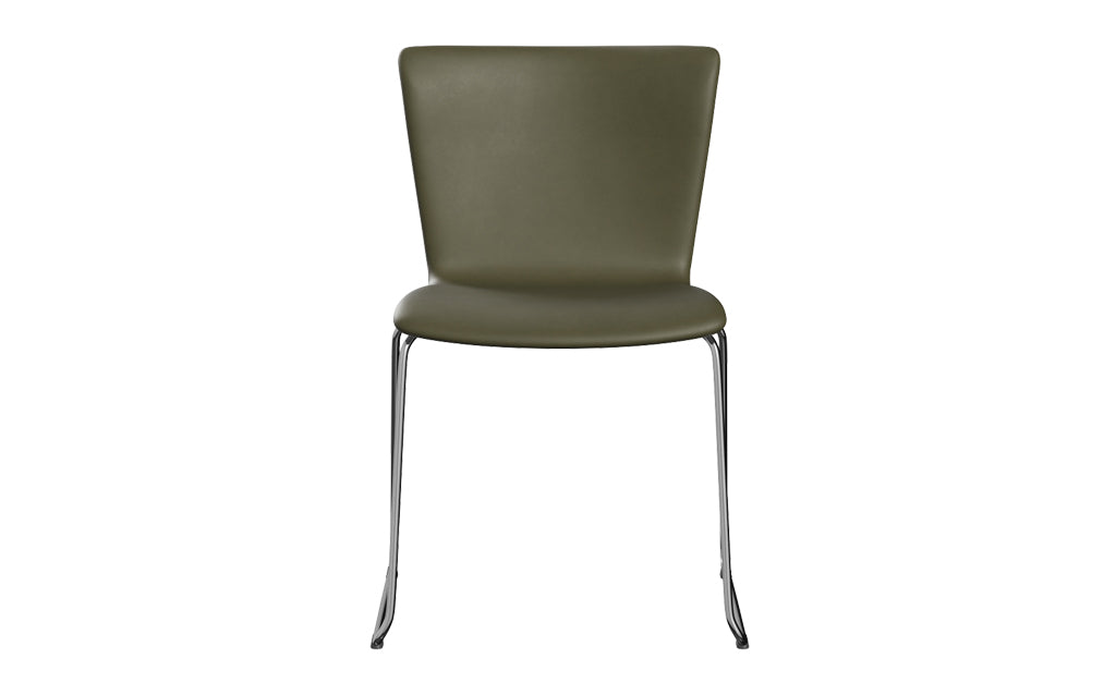 Vico Duo Full Upholstery Sledge Chair by Fritz Hansen, showing front view of vico duo full upholstery sledge chair in category 3.