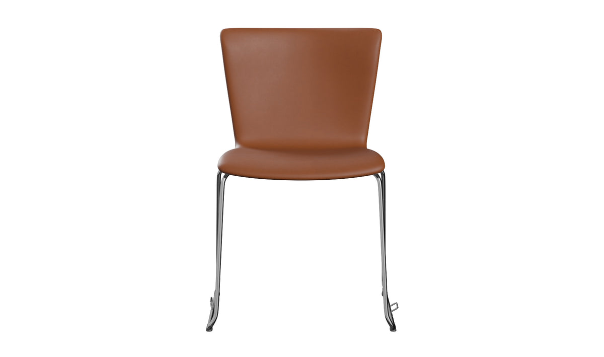 Vico Duo Full Upholstery Sledge Chair with Welded Linking Device by Fritz Hansen, showing front view of  vico duo full upholstery sledge chair with welded linking device in category 3.