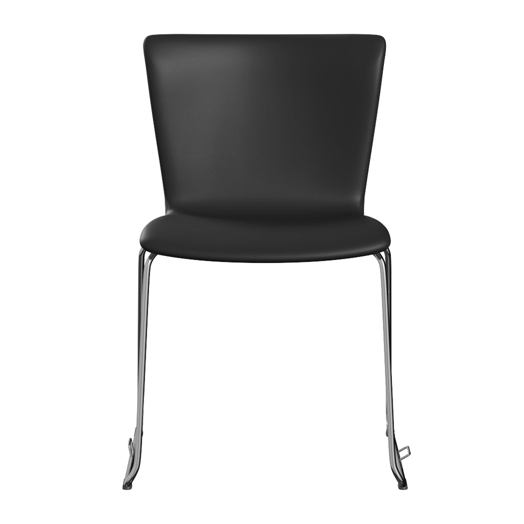 Vico Duo Full Upholstery Sledge Chair with Welded Linking Device by Fritz Hansen, showing front view of  vico duo full upholstery sledge chair with welded linking device in category 4.