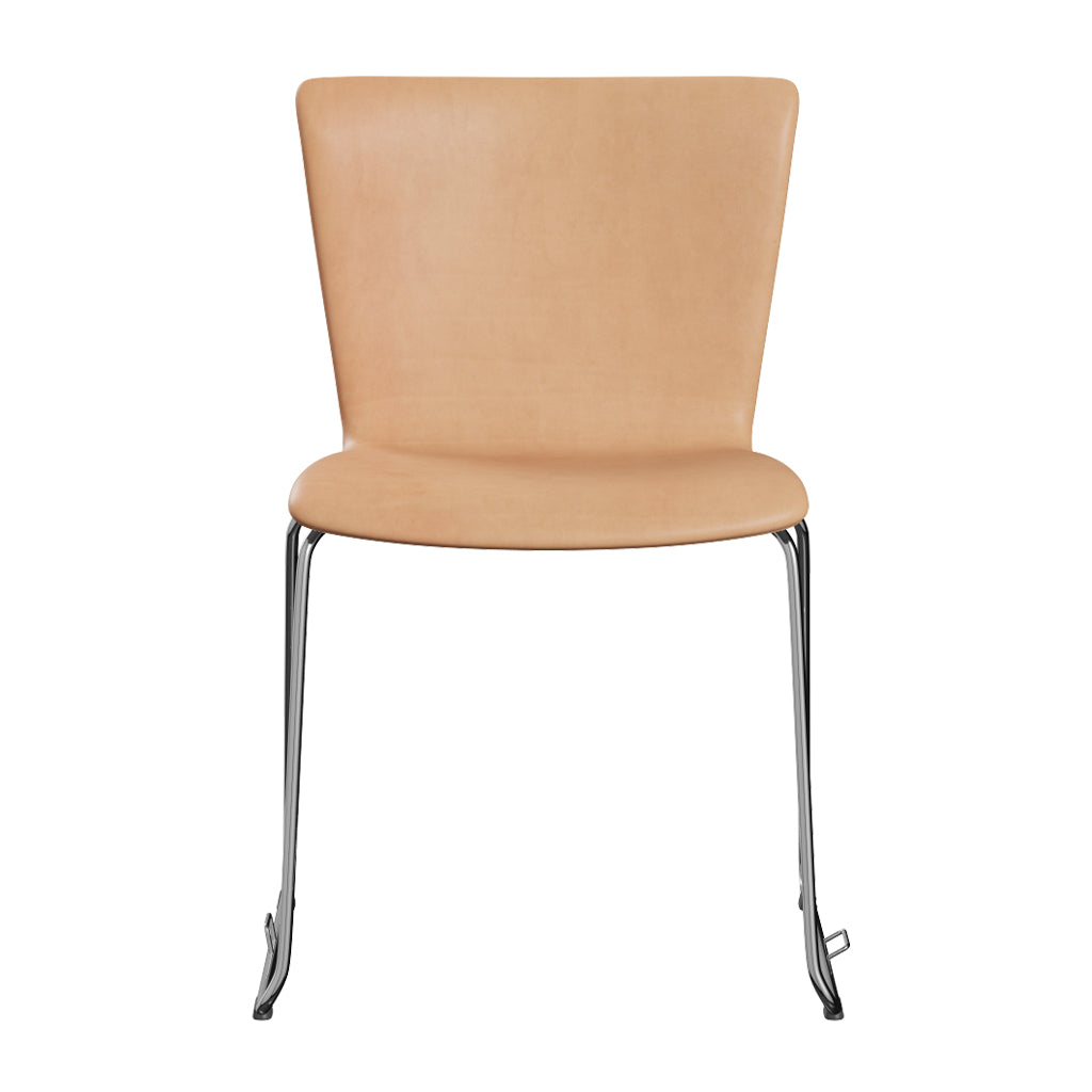 Vico Duo Full Upholstery Sledge Chair with Welded Linking Device by Fritz Hansen, showing front view of  vico duo full upholstery sledge chair with welded linking device in category 5.