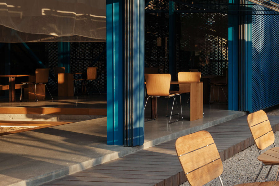 Vico Duo Sledge Chair by Fritz Hansen, showing vico duo sledge chairs in live shot.