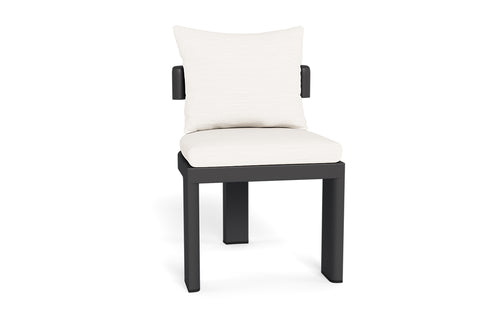 Victoria Dining Chair by Harbour - Armless, Asteroid Aluminum, Blanco Panama.