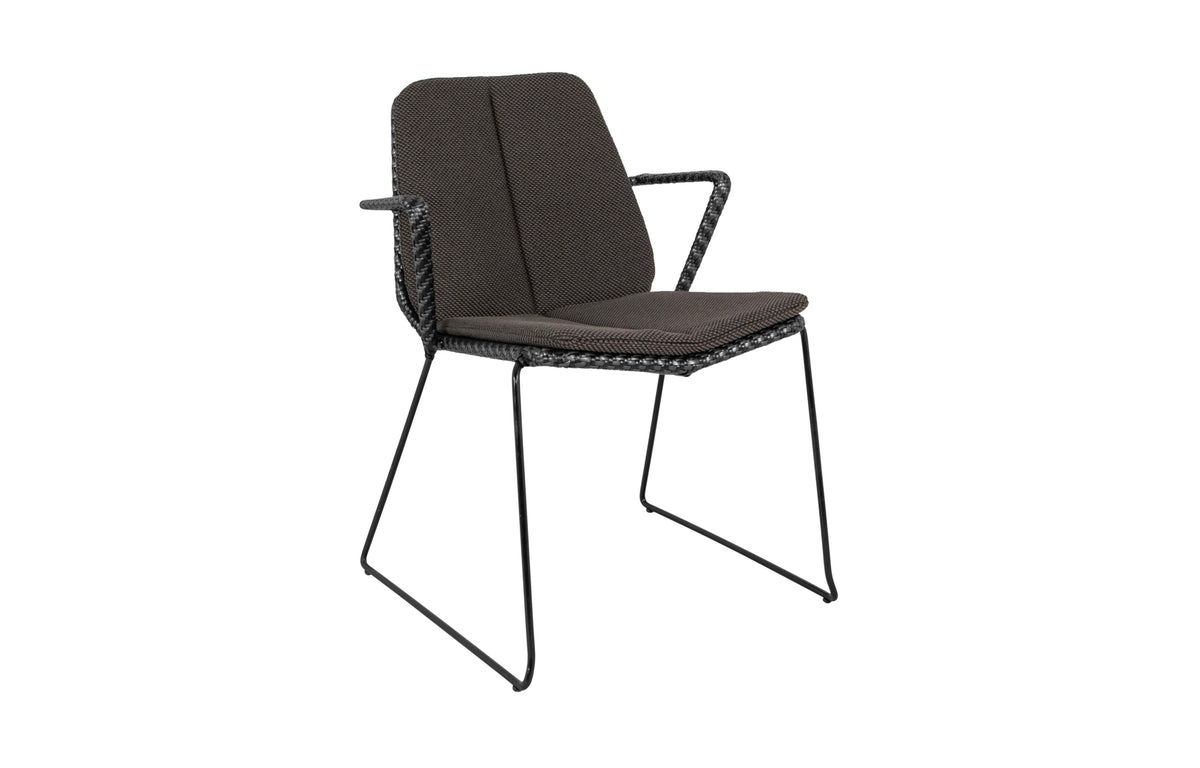 Vision Stackable Armchair by Cane-Line - Black/Graphite Weave/Dark Grey Focus.