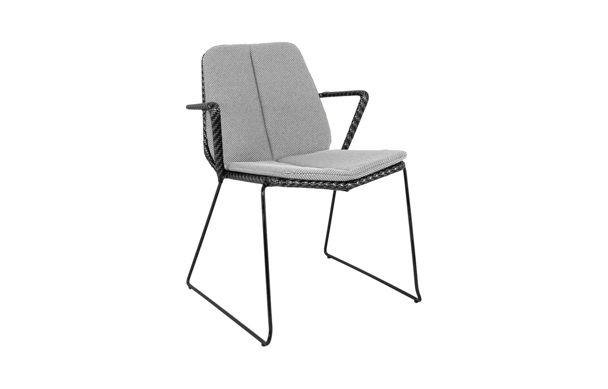 Vision Stackable Armchair by Cane-Line - Black/Graphite Weave/Light Grey Focus.