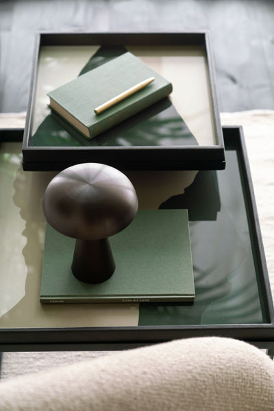 Wabi Sabi Tray by Ethnicraft, showing closeup view of wabi sabi trays in live shot.