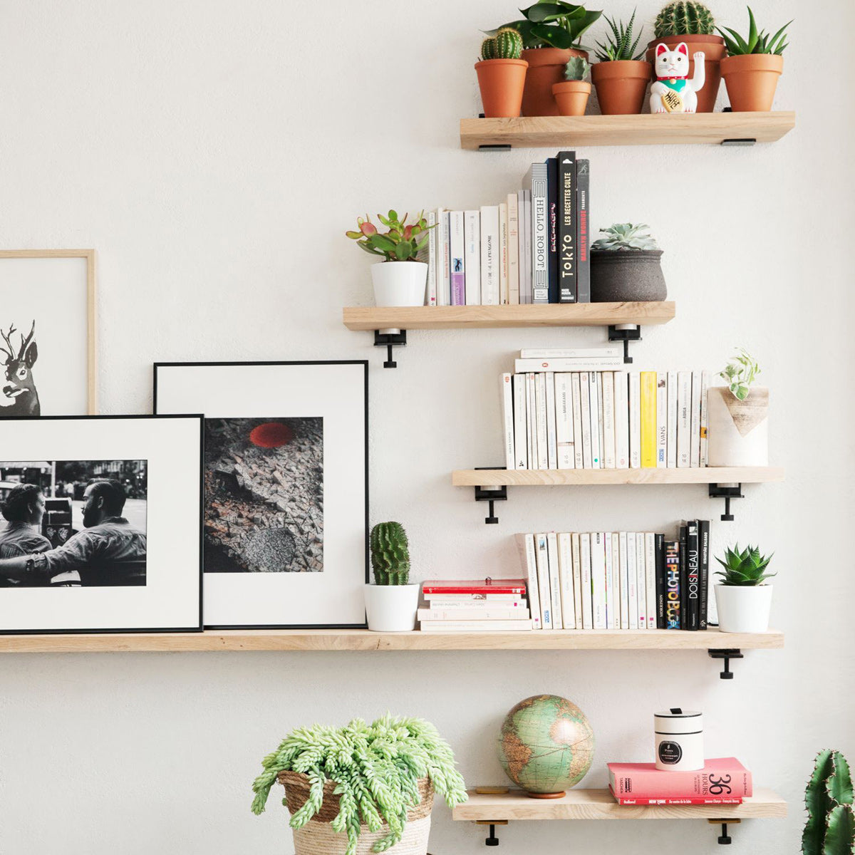 Wall Bracket by TipToe, showing wall brackets with shelves in live shot.