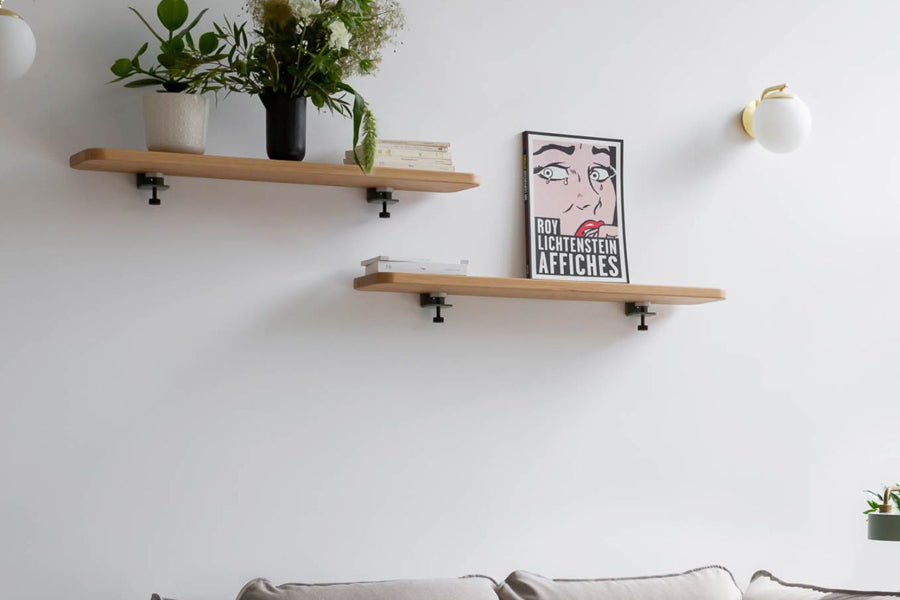Wall Bracket by TipToe, showing wall brackets with shelves in live shot.