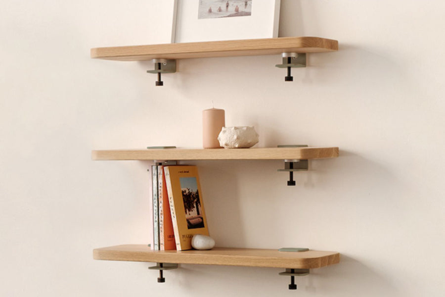 Wall Bracket by TipToe, showing wall brackets with shelves in live shot.