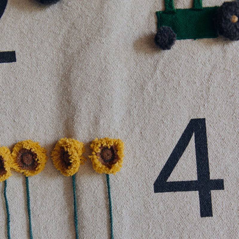 Wall Hanger Farm Numbers by Lorena Canals, showing closeup view of wall hanger farm numbers.