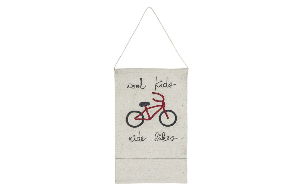 Wall Pocket Hanger Cool Kids Ride Bikes by Lorena Canals, showing front view of wall pocket hanger cool kids ride bikes.