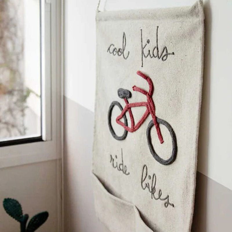 Wall Pocket Hanger Cool Kids Ride Bikes by Lorena Canals, showing wall pocket hanger cool kids ride bikes in live shot.