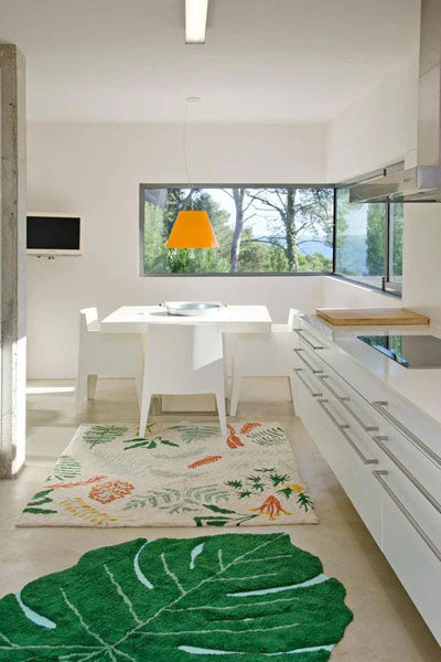 Botanic Plants Washable Rug by Lorena Canals, showing botanic plants washable rug in live shot.