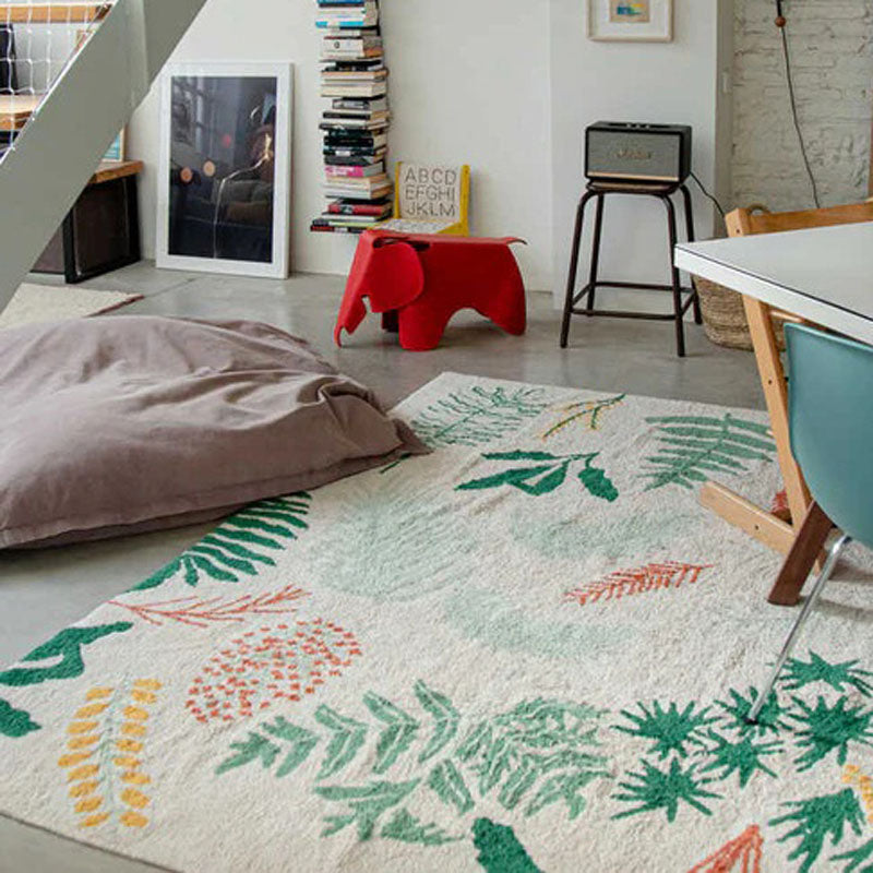 Botanic Plants Washable Rug by Lorena Canals, showing botanic plants washable rug in live shot.