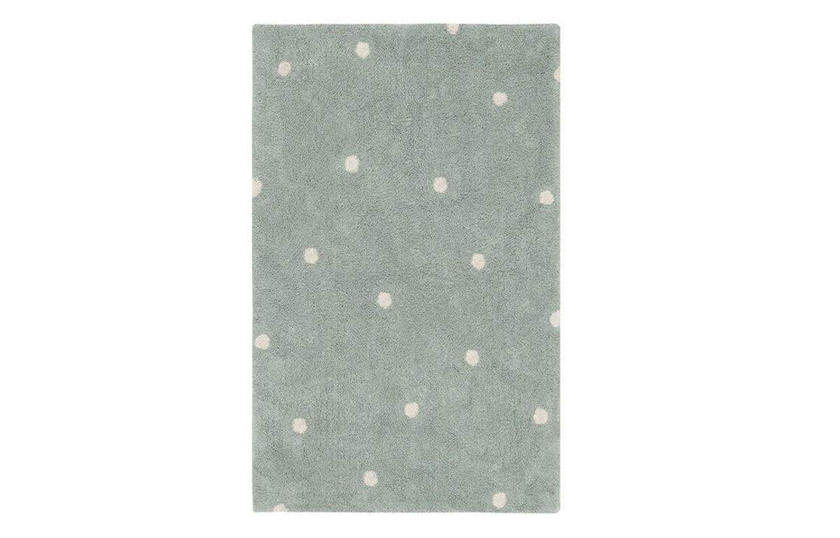 Mushrooms Hunts Washable Rug  by Lorena Canals - Mini Dot Blue Sage.