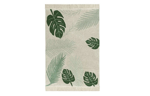Washable Rug Tropical Green by Lorena Canals, showing front view of washable rug tropical green.