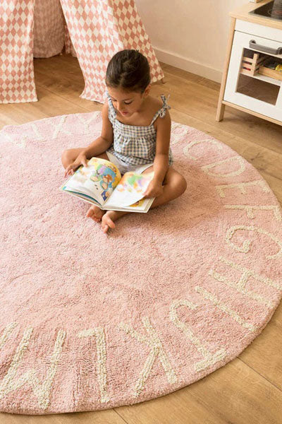 Washable Round Rug by Lorena Canals, showing washable round rug in live shot.