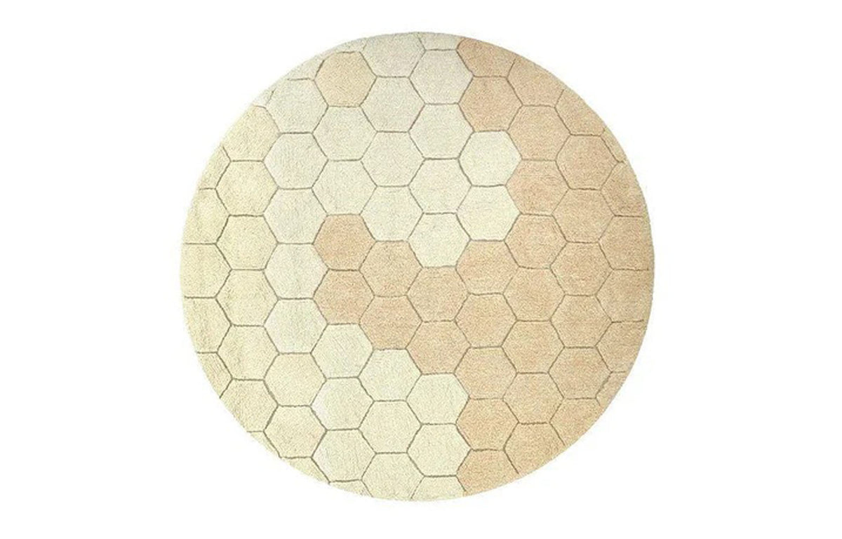 Planet Bee Washable Rug by Lorena Canals - Rug Round Honeycomb Golden.