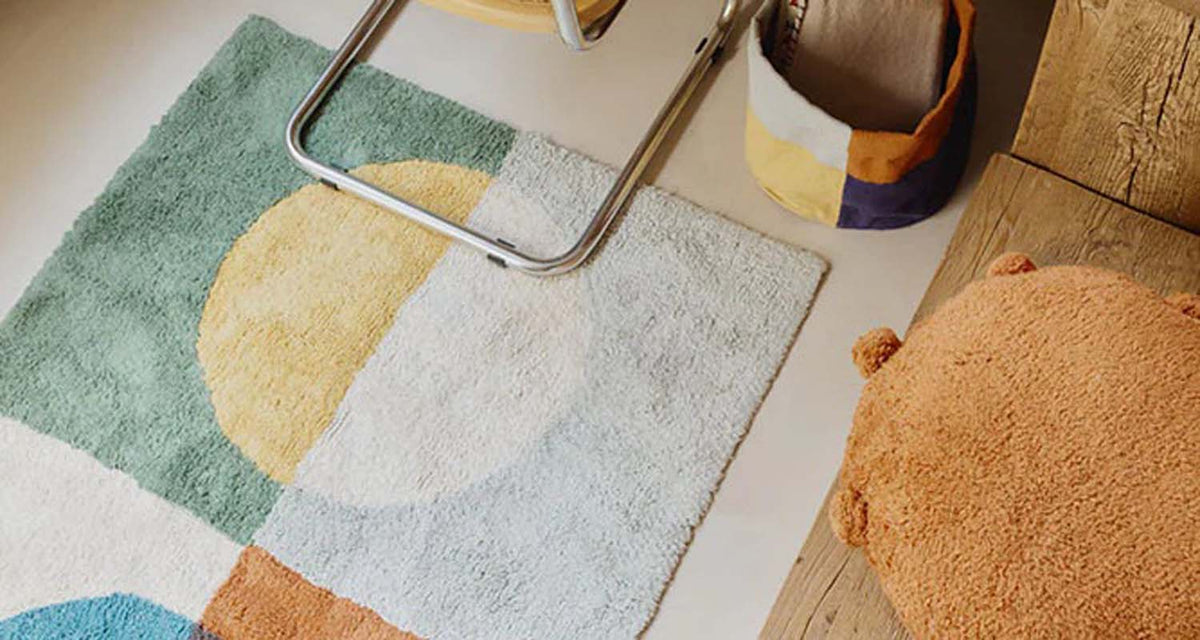 Washable Rug Illusion Lens by Lorena Canals, showing washable rug illusion lens in live shot.