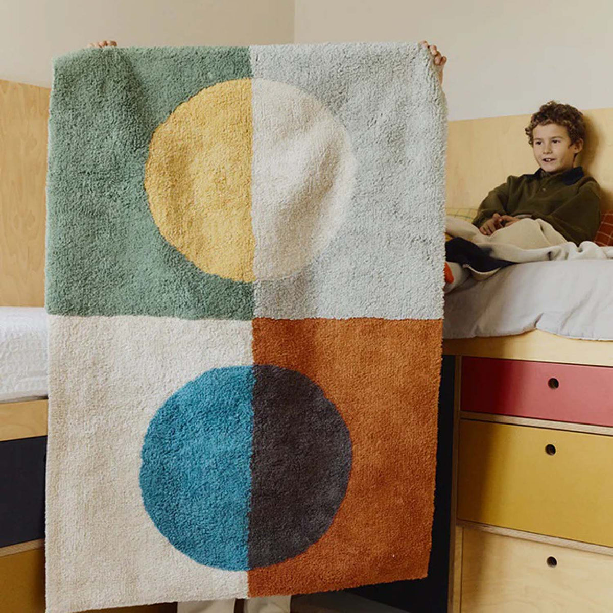 Washable Rug Illusion Lens by Lorena Canals, showing washable rug illusion lens in live shot.