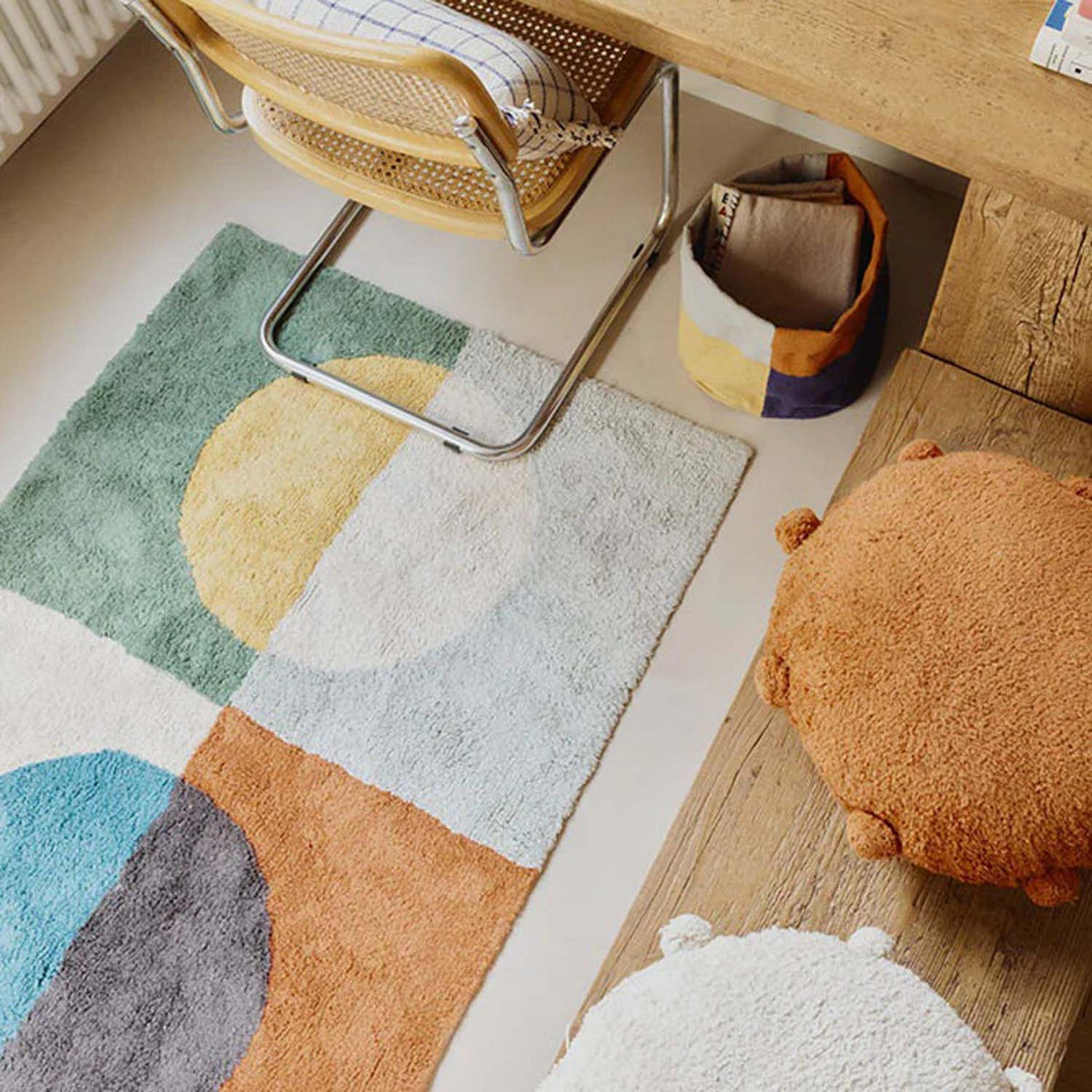 Washable Rug Illusion Lens by Lorena Canals, showing washable rug illusion lens in live shot.