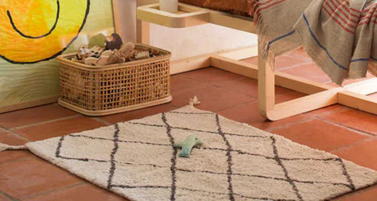 Bereber Style Washable Rug by Lorena Canals, showing bereber style washable rug in live shot.