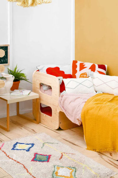 Bereber Style Washable Rug by Lorena Canals, showing bereber style washable rug in live shot.