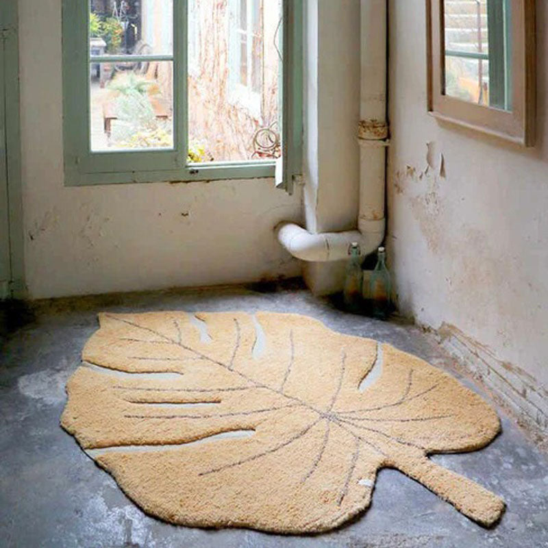 Monstera Washable Rug by Lorena Canals, showing monstera washable rug in live shot.