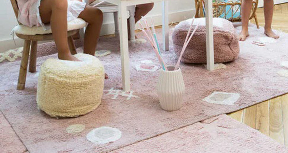 Pyjama Party Washable Rug by Lorena Canals, showing pyjama party washable rug in live shot.
