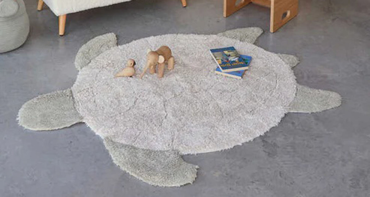 Sea Wonders Washable Rug by Lorena Canals, showing sea wonders washable rug in live shot.