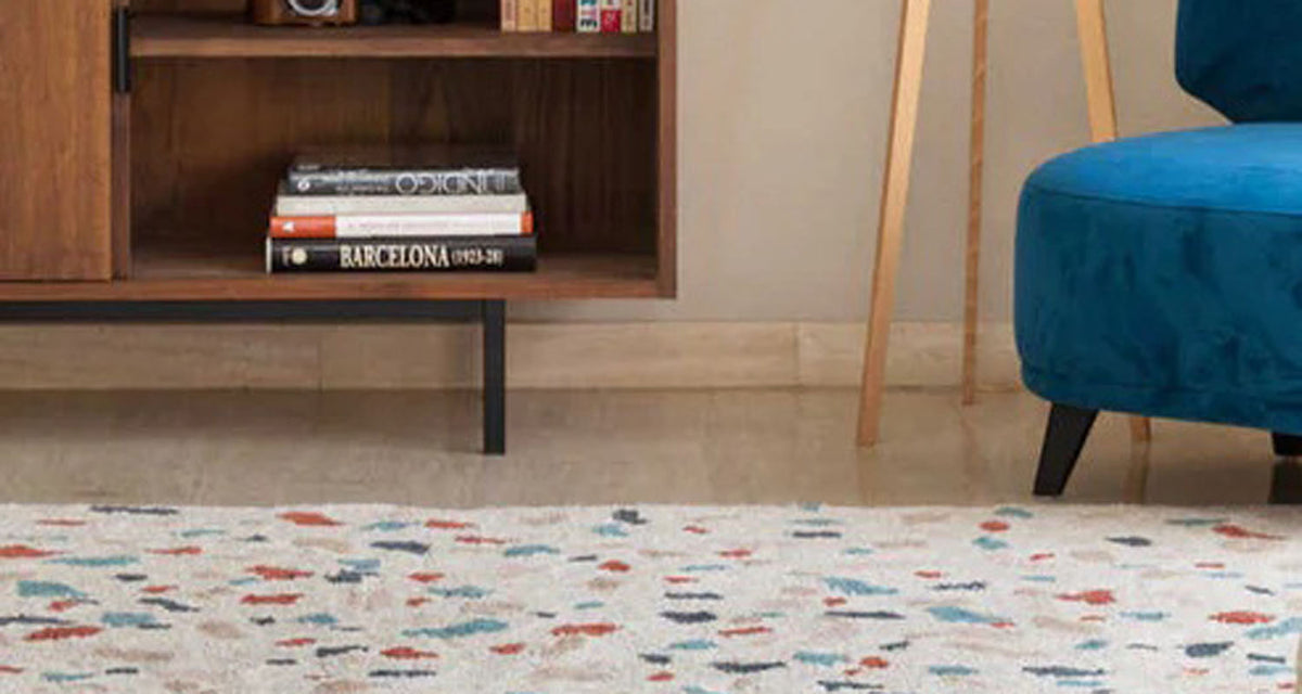 Terrazzo Marble Washable Rug by Lorena Canals, showing terrazzo marble washable rug in live shot.