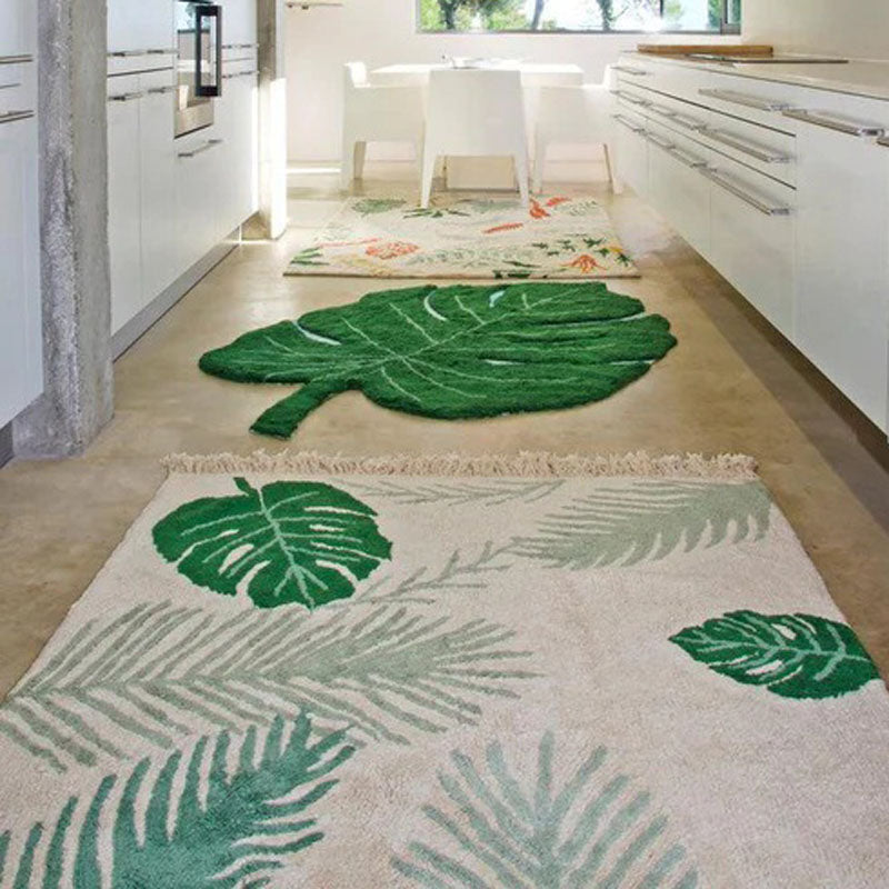 Washable Rug Tropical Green by Lorena Canals, showing washable rug tropical green in live shot.